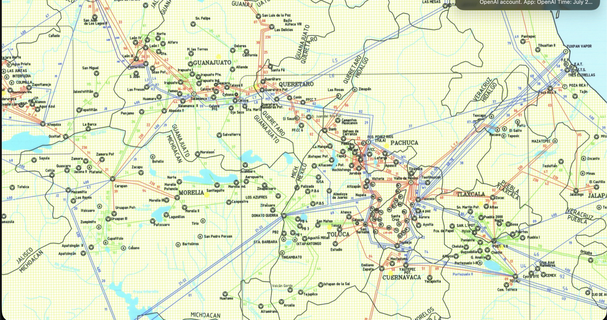 Fragmento de referencia del Sistema Eléctrico Nacional